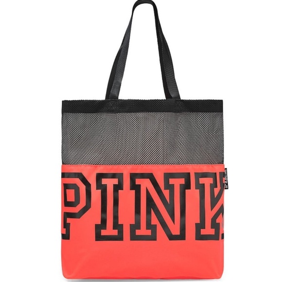 💕VS PINK ROSEY ORANGE MESH TOTE BAG - Picture 3 of 3